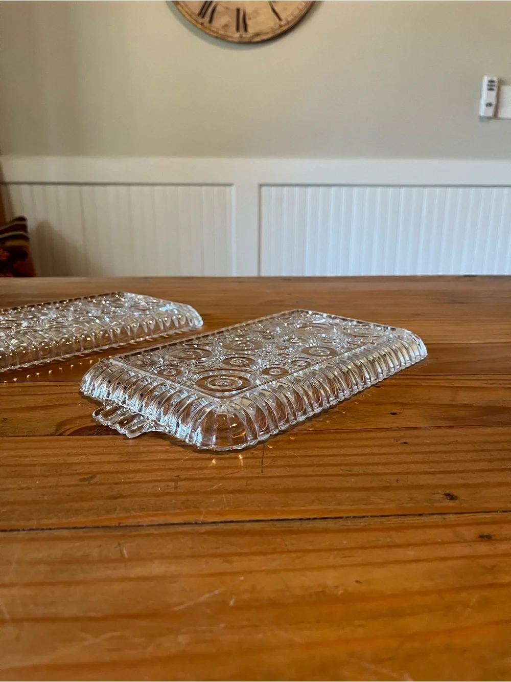 Vintage Pressed Glass Serving Tray Set of 2
